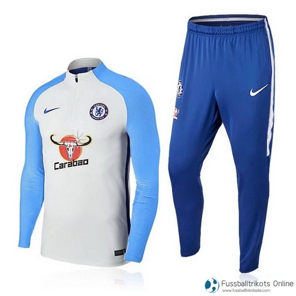 Chelsea Trainingsanzug 2017-18 Weiß Blau Licht Fussballtrikots Günstig